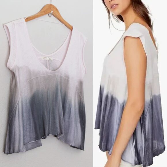 Free People Paradise Dip Dye Tee Lilac Fog Combo Oversized Flowy Knit Beach XS - Picture 4 of 16